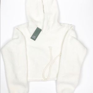 Wild Fable - White Fleece Cropped Hoodie - NWT